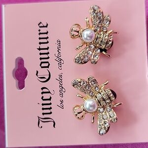NEW BEE BEES RHINESTONE PEARL EMBELLISHED JUICY COUTURE GUCCI VIBE EARRINGS NWT